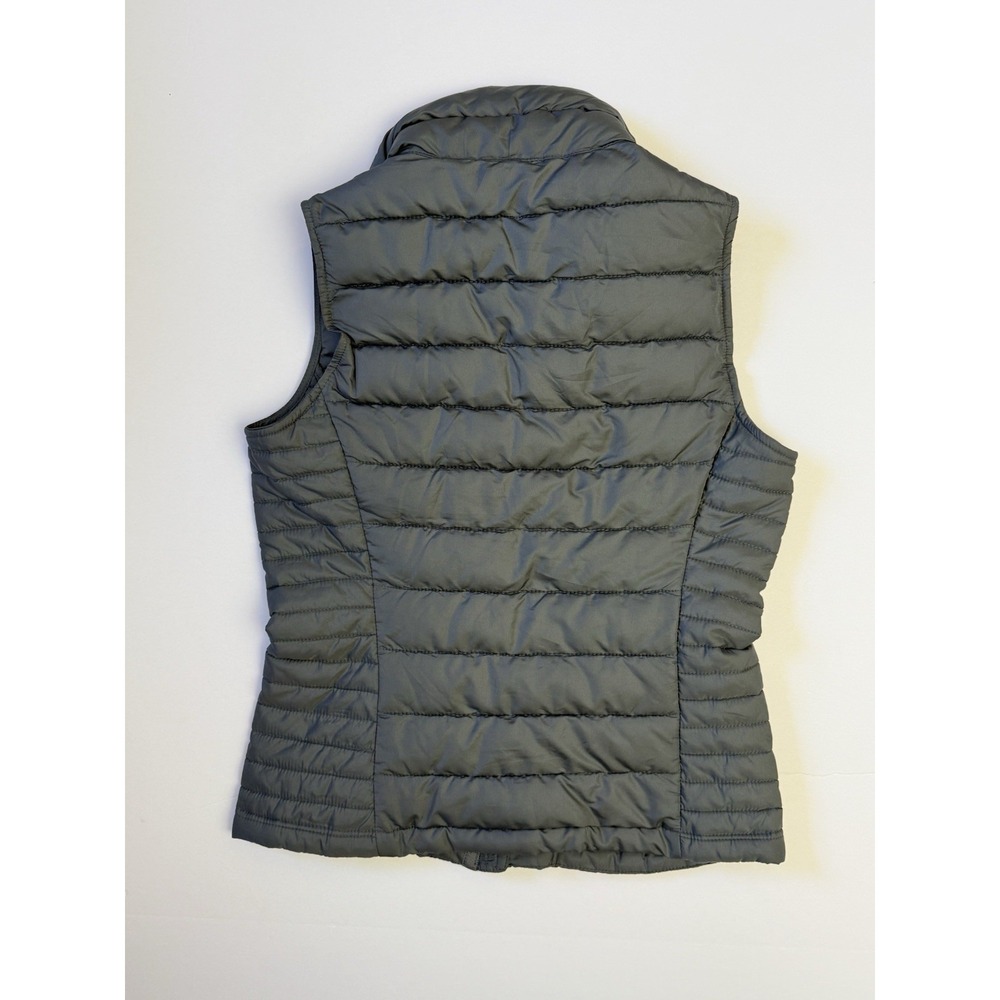 Abercrombie & Fitch Womens Puffer Vest Gray Quilted Fleece Lined Small AF Logo - Picture 2 of 6